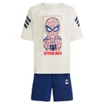 adidas LK MRVL SM TSET Unisex Çocuk SUITS, OFF WHITE/DARK BLUE, 5-6 Yaş
