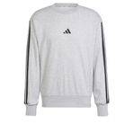adidas M 3S FT SWT Erkek SWEATSHIRT (LONG SLEEVE), medium grey heather/black, L