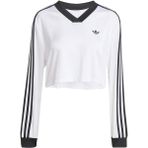 Adidas Originals JV9740 Adicolor Football Jacquard Crop Long-Sleeve Top - Beyaz - Siyah - M