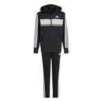 adidas Unisex Kids Seasonal Essential Tiberio 3 şeritli polar eşofman takımı, siyah/beyaz/gri iki, 15-16 yaş