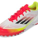 adidas Unisex Yetişkin F50 League Çim Futbol Ayakkabısı, Beyaz/Siyah/Güneş Sarı, 11.5 Women/10.5 Men