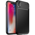 Adige Apple iPhone Xr Kılıf Negro Karbon Desen Silikon + Ekran Koruyucu - Siyah