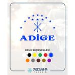 Adige Çerkez Bayrağı Sticker 17X17 Cm Mavi