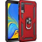 Adige Samsung Galaxy A7 2018 Kırmızı Vega Yüzüklü Standlı Darbe Korumalı Kılıf