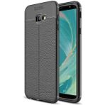 Adige Samsung Galaxy J4 Plus Kılıf Niss Deri Görünümlü Silikon - Siyah
