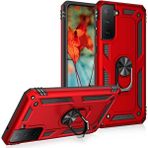 Adige Samsung Galaxy S21 Fe Kılıf Vega Yüzüklü Standlı + Ekran Koruyucu - Kırmızı