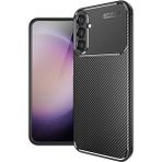 Adige Samsung Galaxy S24 Plus Kılıf Negro Karbon Desen Silikon + Ekran Koruyucu - Siyah