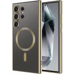 Adige Samsung Galaxy S24 Ultra Kılıf Demre Magsafe Şarj Özellikli + Ekran Koruyucu - Gold