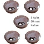 Adilon Masa Üstü Kablo Kanalı Deliği Kapağı Kahve Masa Kapağı 6 cm (5 Adet) - Kahverengi