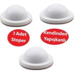 Adilon Silikon Kapı Stoperi Beyaz 3 Adet Tamponu Kendinden Yapışkanlı Beyaz Kapı Kolu Stopu