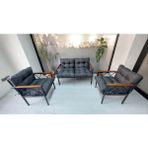 Adım Shops Balkon-Bahçe-Kafe Çay Seti Koltuk Oturma Takımı-Oturma Grubu Miami - Siyah