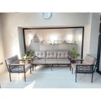 Adım Shops Inci Balkon-Bahçe-Kafe Çay Seti Koltuk Oturma Takımı Modern Tasarımlı Dayanıklı Metal Malzeme - Cappuccino