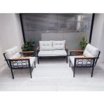 Adım Shops Inci Balkon-Bahçe-Kafe Çay Seti Koltuk Oturma Takımı-Oturma Grubu - Krem