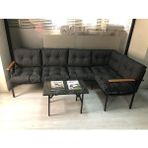 Adım Shops Miami Köşe Koltuk Takımı , 3+2 Balkon-Bahçe-Çay Seti-Mutfak Köşesi Mermer Desen 70 x 50 cm Sehpa - Antrasit