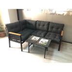Adım Shops Miami Melisa 2+2 Köşe Yön Değiştirilebilir Koltuk Takımı Balkon-Bahçe-Kafe Mermerdesen 70 x 50 cm Sehpa - Antrasit