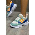 Adımist Çocuk Ortopedik Cırtlı Hafif Unisex Sneaker Spor Ayakkabı (MAF CIRTLI) - Yeşil - Açık Mavi