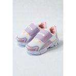 Adımist Çocuk Unisex Rahat Ortopedik Taban Cırtlı Hafif Sneaker Spor Ayakkabı (LENTO CIRTLI) - Lila - Beyaz