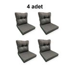 adımshops 4 Adet Bahçe Balkon Mobilyası Minderi antrasit(4 ADET MİNDER, 4 ADET KIRLENT)