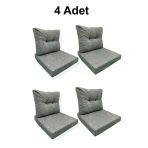 adımshops 4 Adet Bahçe Balkon Mobilyası Minderi gri(4 ADET MİNDER, 4 ADET KIRLENT)