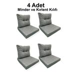 Adımshops 4 Adet Bahçe Balkon Mobilyası Minderi Kılıfı Gri(4 Adet Minder, 4 Adet Kırlent Yanlızca Kılıf Gönder