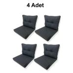 Adımshops 4 Adet Bahçe Balkon Mobilyası Minderi Mavi(4 Adet Minder, 4 Adet Kırlent)