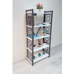 Adimshops Desenli, Lazer Kesim, Metal, 5'Li Raf,Ciceklik,Kitaplik