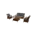 adımshops Metal Gövdeli 3+1+1+2puf+masa Rattan Bahçe Balkon Mobilyası, 7 Kişilik Bahçe Takımı