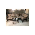 adımshops miami Köşe Koltuk Takımı , 3+2 Balkon-bahçe-çay Seti-mutfak Köşesi mermer desen 70x50cm sehpa