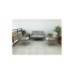 Adımshops Opal 2+1+1 (Gri) Metal Gövde Balkon-Bahçe-Kafe,Çay Seti,Koltuk Takımı,Oturma Grubu,Ofis Koltuğu