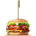 Adin Tasarım Bambu Kürdan Afiyet Olsun 50LI 20 cm Hamburger Pasta Kürdanı Süsü Bambu Çöp Şiş Yemek Kürdanı