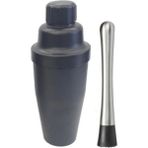 Adin Tasarım Shaker 700 ml + Mojito Tokmağı Dişli Kokteyl Hazırlama Seti Mojito Kokteyl Şeker Ezme Siyah