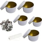 Adin Tasarım Yılbaşı Mum Yapım Seti 26 Parça Beyaz Metal Kutu Mum Kabı Mum Fitili Tutacağı Seti Kalıbı