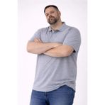 Adisia Erkek Pike Kumaş Düğmeli Yaka Battal Büyük Beden Günlük Kısa Kol Tişört T-Shirt - Gri - XL