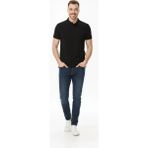 Adisia Erkek Pike Kumaş Düğmeli Yaka Regular Fit Günlük Kısa Kol Tişört T-Shirt - Siyah