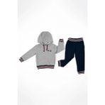 Adisia Unisex Bebek Gri Lacivert Kapüşonlu Kışlık Eşofman Takımı - 9 - 12 Ay - Gri - Lacivert