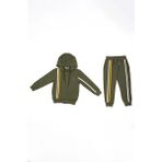 Adisia Unisex Bebek Yeşil Sarı Beyaz Çizgili Kapüşonlu Mevsimlik Eşofman Takımı - 6 - 9 Ay