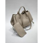 adissa collection Minimalist Shopper - Büyük Hacimli Kol ve Omuz Çantası | Ekstra Pouch (Cüzdan) Hediyeli - Krem - standart
