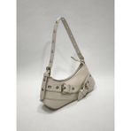 adissa collection Rocker - Tokalı Metal Halkalı Baget Çanta | Gümüş Aksesuarlı Punk Hobo - standart - Krem