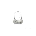 Adissa Collection Rocker Tokalı Metal Halkalı Baget Çanta, Y2K Punk Stil, Gümüş Detaylı, 30x13 cm, Omuz Çantası (beyaz)