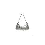 Adissa Collection Rocker Tokalı Metal Halkalı Baget Çanta, Y2K Punk Stil, Gümüş Detaylı, 30x13 cm, Omuz Çantası (gümüş)