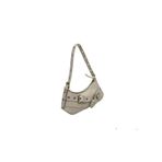Adissa Collection Rocker Tokalı Metal Halkalı Baget Çanta, Y2K Punk Stil, Gümüş Detaylı, 30x13 cm, Omuz Çantası (krem)
