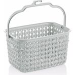 Adissa Örgü Desenli Beyaz Plastik Mandal Sepeti Kolay Taşınabilir 13x15x22 cm