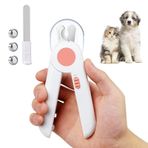 Adiwo Köpek kedi evcil hayvan tırnak makası, güvenlik kalkanı ve LED ışıklı köpek tırnak makası, büyük, orta ve küçük evcil hayvanlar için evcil hayvan tırnak makası, gizli tırnak törpüsü ile (Pembe)