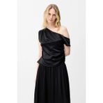 adL Asimetrik Düşük Omuz Detaylı Bluz Siyah 11546847000 - 2XL