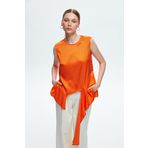 adL Kadın 11542639000 Kolsuz Asimetrik Puantiyeli Bluz, Oranj, L