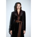 Adl Mert Aslan Yakası Saten Kadife Ceket Kahve 11928579003 - XS