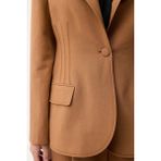 Adl Nakış Detaylı Mono Kapama Keten Ceket Camel 11943546003 - XS - Dropsuz