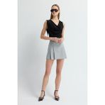 Adl Pileli Mini Etek Gri 12742952008 - XS