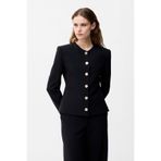 adL Siyah Yuvarlak Yaka Ceket