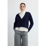 Adl Uzun Kol Triko Ceket Lacivert 11945323000 - XL - Dropsuz